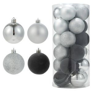 24pcs Velvet Matte <b>Glitter</b> and Mirror Finish Christmas Ball Christmas Tree Decoration Ornaments Shatterproof Hanging Balls - Product Image 5