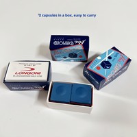 Craie de billard professionnelle Longoni Blue Diamond 2 pièces/boîte, à base d'huile, haute adhérence, faible poussière