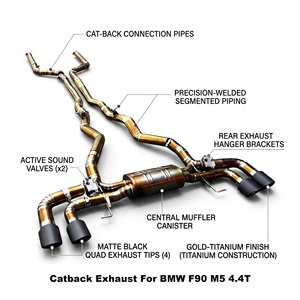 Système d'échappement Catback à soupapes Vortex Gold Titanium pour BMW F90 M5 4.4T S63 V8 2018-2024, montage direct - Product Image 1