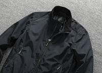 Blouson aviateur de haute qualité en toile noire à col montant, imperméable et coupe-vent, personnalisé pour homme, style varsity
