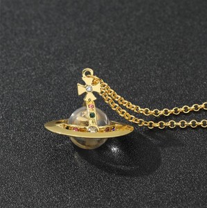 时尚土星星锆石吊坠项链女男金属女项圈项链饰品耳环 - Product Image 3