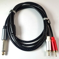 Cable de Audio Mono a Doble RCA de Alta Resistencia de 1/4 Pulgada, 1.5m, Divisor en Y para Micrófono con Conductores de Cobre Chapados en Oro y Revestimiento de PVC