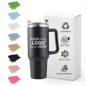 Gobelet isotherme sous vide de 40 oz avec paille et poignée, tasse en acier inoxydable personnalisable avec logo, garde au chaud et au froid - Product Image 3