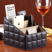 Boîte de rangement personnalisée en cuir PU Accessoires de bureau Organisateur de rangement multifonction