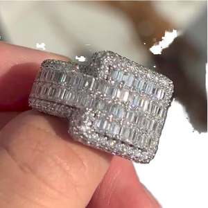 High End Tishya Diamond Moissanite Eternity Band <b>Ring</b> Hip Hop Style Fully Iced <b>925</b> Sterling <b>Silver</b> Brilliant Cut Prong Setting - Product Image 1