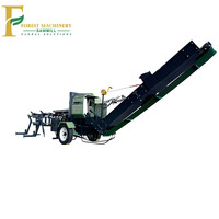 Processeur de bois de chauffage portable 15T Processeur de fendeuse de bûches hydraulique Processeur de bois mobile Machine avec élévateur de bûches à vendre