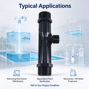 Injecteur <span class=keywords><strong>Venturi</strong></span> à engrenages en PVC DN20 pour la désinfection de l'eau et la filtration, dispositif de mélange d'ozone pour systèmes de traitement de l'eau en Chine - Product Image 4