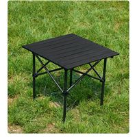 Mesa Rectangular Plegable de Acero al Carbono con Malla Metálica para Exteriores, Multifuncional para Barbacoa, Camping y Picnic