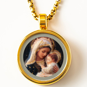 GIVELUCK Ciondolo <span class=keywords><strong>Cristiano</strong></span> 3D Dipinto a Mano di <span class=keywords><strong>San</strong></span> Giuda Taddeo Tsatsa, Collana Unisex in Acciaio Inossidabile Placcato Oro 18K con Resina - Product Image 2
