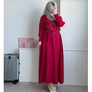 2023 Primavera vestido Novo estilo moda muçulmano vestido longo na Malásia vestido muçulmano para as mulheres mais recente abaya