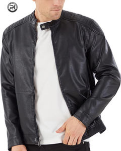 Chaqueta Bomber de Cuero para Hombre, Estilo Urbano, Primavera 2025, Diseño Sólido, Impermeable, Cortavientos, Forro de Algodón en la Parte Delantera - Product Image 1
