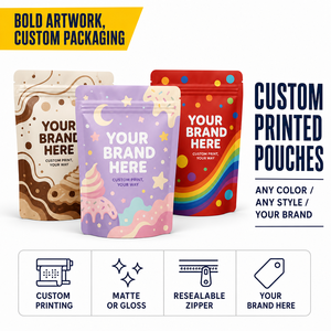 Custom Printed Recyclable <strong>Ice</strong> <strong>Cream</strong> Stand Pouch Zipper Dessert Bags Packaging Sundae Milkshake Candy Baby Food Chewing Gum - Product Image 1
