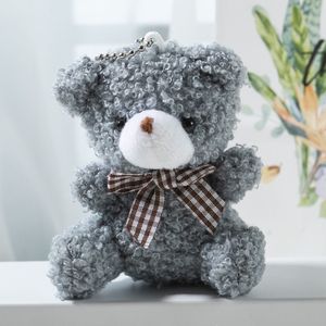 <b>Cute</b> Cartoon Mini <b>Bear</b> Short Plush Doll Toy Light Keychain Pendant with Bow Tie Cotton Material Wholesale - Product Image 6