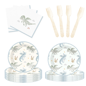 DAMAI Nuevo Juego de Vajilla Desechable con Diseño de Dinosaurios, Platos, Vasos y Servilletas de Papel para Fiestas - Product Image 4