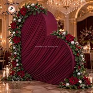 Support de toile de fond en forme de cœur bordeaux ANNIELU pour Noël, cadre en forme de cœur pour mariage, arche drapée pour fête de Noël, événement, décoration de photomaton - Product Image 2