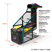Machine d'arcade de basket-ball à monnayeur avec éclairage RGB, jeu de rédemption sportive commercial avec grand écran et fonction de liaison