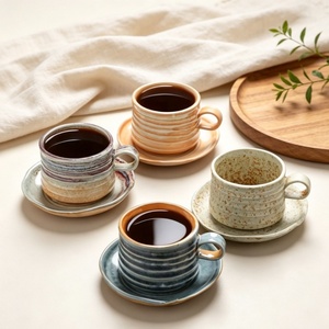 Tasse à café en céramique design, de grande valeur esthétique, en poterie artisanale à texture rugueuse, tasse à fleurs de style japonais, tasse à thé de l'après-midi, effet de four changeant de couleur - Product Image 1