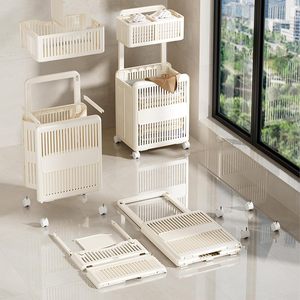 Custom <b>Mesh</b> Clothes Storage Portable Hamper <b>Plastic</b> Laundry Basket 2 Compartments - Product Image 4