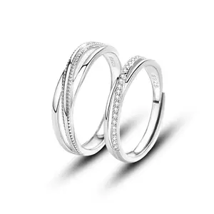 Hot Selling Lines Twining Romantic Couple Ring 925 Sterling Silver Simple Adjustable Ring