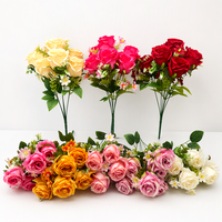 Vente en gros d'usine, roses artificielles multicolores, bouquet de fleurs réalistes à 7 têtes pour la décoration de la maison, les mariages et la Saint-Valentin