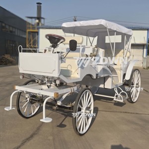 Charrette électrique de tourisme européenne blanche simple avec auvent blanc pour photographie de mariage et excursions panoramiques - Product Image 4
