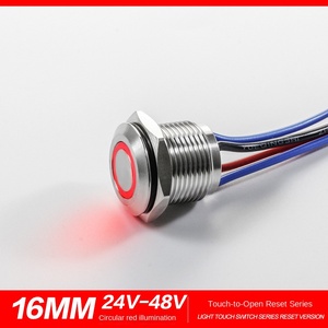 Botón Transparente de 16 mm, Interruptor de Presión de Acero Inoxidable con Anillo LED, IP65, 3A, Cable de Alta Corriente - Product Image 5