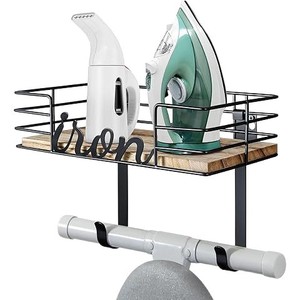 Wooden Wall Mounted Ironing Board Rack With <b>Storage</b> Shelf Heat Resistant For <b>Laundry</b> Room <b>Organization</b> - Product Image 5