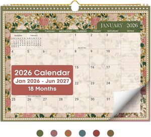 Calendrier 2026, calendrier mural sur 18 mois, du janvier 2026 au juin 2027, 11,5" x 14,7", <span class=keywords><strong>grand</strong></span> calendrier mensuel avec spirale double - Product Image 1