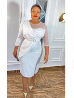 Nouvelle robe à dentelle transfrontalière 2023, robe africaine pour femmes, grande taille, jupe mi-longue