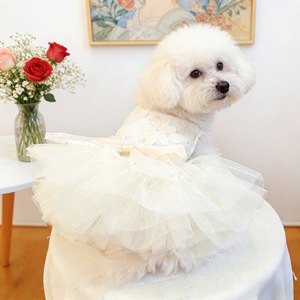 Vestido de Tul Blanco con Lazo de Pedrería para Perros y Gatos, Traje Formal para Mascotas - Product Image 4