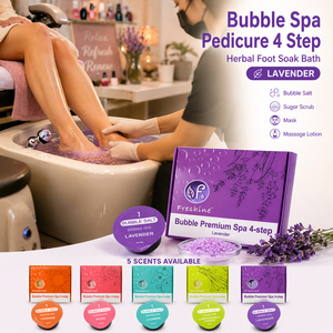 Kit de pédicure de luxe 4 étapes aux sels effervescents et aux herbes pour bain de pieds, soin des pieds détoxifiant, produits de pédicure en coffret - Product Image 5