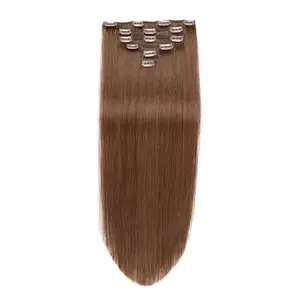 Clip In Human Hair Extensions Ombre Blonde Kleuren 120G/7Pcs Dubbele Inslag Haarspelden Clip Op Menselijk Haar machine Remy Haar