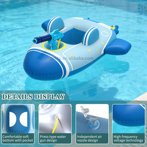 Gommone Gonfiabile a Forma di Aeroplano per Bambini con Pistola ad Acqua, Galleggiante Anti-Ribaltamento per Neonati e Bambini con Spruzzatore d'Acqua - Product Image 4