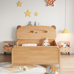 Lettino per bambini in legno massello di faggio con Guardrail letto salvaspazio per piccole stanze da soggiorno - Product Image 2
