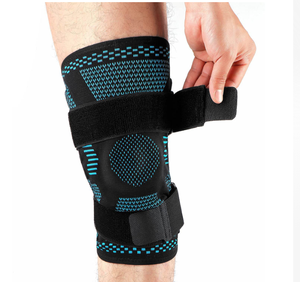 Genouillère ergonomique en nylon tricoté 3D avec sangles réglables et bande antidérapante, antibactérienne et respirante - Product Image 5