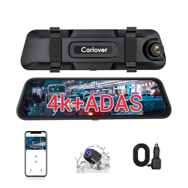 Best Selling Dual Lens IPS Dashcam DVR Front 4K and Rear 1080P ADAS BSD with WiFi 10" Touchscreen