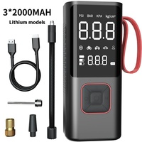 Gonfleur de pneus sans fil numérique portable à cylindre unique avec écran, lumière d'urgence, batterie au lithium grande capacité, certifié CE, 12V