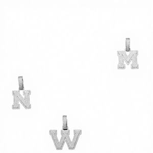 Tishya Diamond Moissanite <b>Name</b> Pendant Necklace Men Women Solid 925 Sterling Silver Rhodium Plated <b>A</b>-Z Letter Iced Personalized - Product Image 4