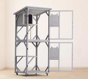 [مخزون الولايات المتحدة جاهز] حاوية خارجية مع شباك 71 بوصة & <span class=keywords><strong>Condos</strong></span> على عجلات صندوق قطط - Product Image 1