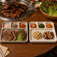 Assiette en mélamine empilable de qualité alimentaire de 8 pouces à 3 compartiments avec coupelle à sauce pour condiments de barbecue, idéale pour la restauration et la grillade