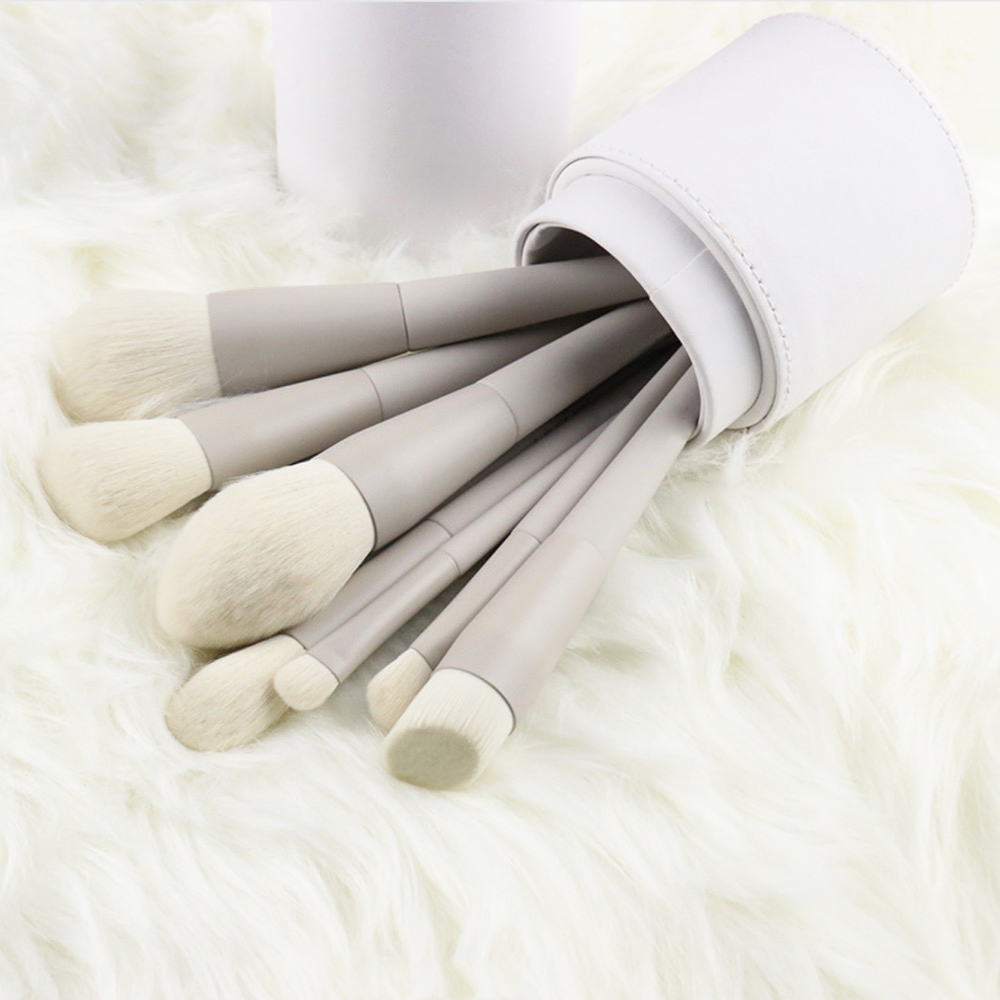 High quality 10 pcs White Luxury Makeup Brush Set Kit Light Grey Wood Handle Private Label foundation Cosmetic makeup brushes