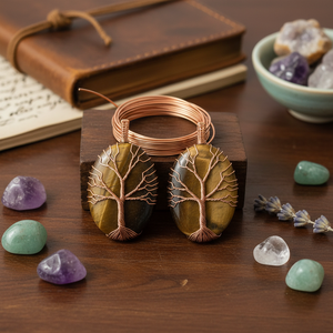 Wholesale Tiger Eye Handmade <b>Crystal</b> Pendant <b>Tree</b> of Life Copper Wire Wrap Energy Agate <b>Crystal</b> Pendants Oval Pattern for Sale - Product Image 3