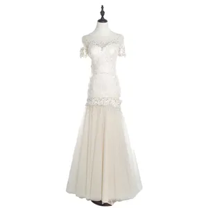 Embroidered white mother of the bride gown wear long elegant evening dress