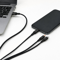 Câble de données 3-en-1 de 1,2 m, câble de charge un-vers-trois, câble de données en cuivre pur, charge rapide 3A