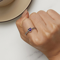 Eenvoudige Gedraaide Hartvormige Open Ring Creatieve Temperatuurgevoelige Stenen Kleurveranderende Liefde S925 Zilveren Ring