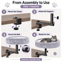Lit pour chat à fixer sur bureau, avec pince de fixation, structure en bois massif, peluche douce, gain de place, hamac pour la maison ou le bureau