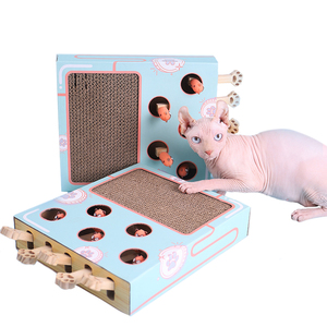 Corrugated Cardboard Cat Scratcher Reversible Panels, Wall-Mounted Vertical Scratcher, Busy Box Toy Scratcher
