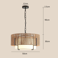 Lustre en rotin tissé à la main, lampe suspendue bohème, luminaire suspendu en osier de style campagnard, salle à manger, îlot de cuisine, chambre à coucher, hall d'entrée