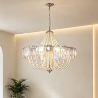 Lustre en fer de style Murano français, créatif, luxueux, romantique, avec perles, rétro, pour villa, salle à manger, chambre, suspension LED, installation facile