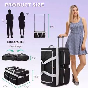 Free Sample Traveling Collapsible Costume Rolling <b>Duffel</b> <b>Bags</b> With <b>Wheels</b> Garment Rack Luggage Dance <b>Bag</b> With Garment Rack - Product Image 3